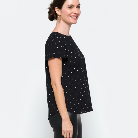 CeCe Black and White Polka Dot Blouse - Picture 3 of 4